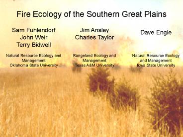 Fire Ecology of the Southern Great Plains