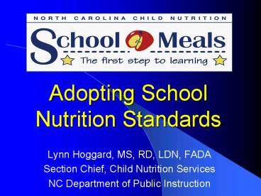 Adopting School Nutrition Standards