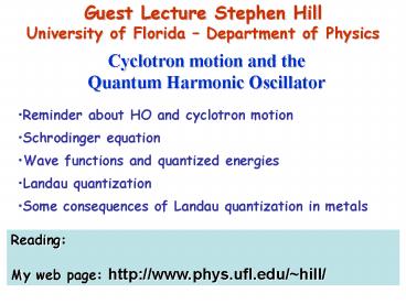 Guest Lecture Stephen Hill