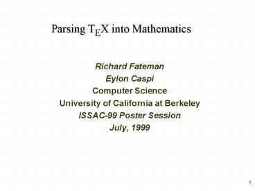 Parsing TEX into Mathematics