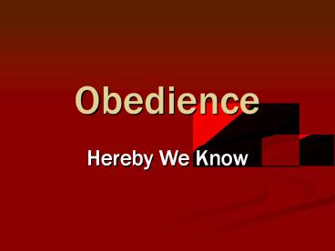 Obedience