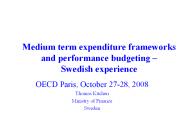 Medium term expenditure frameworks and performance budgeting 
