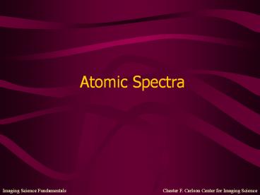 Atomic Spectra