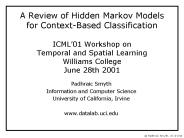 A Review of Hidden Markov Models for ContextBased Classification ICML01 Workshop on Temporal and Spa