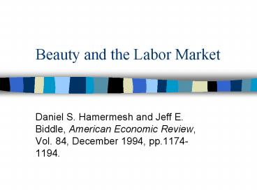 Beauty and the Labor Market