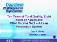 Ten Years of Total Quality, Eight Years of Kaizen and What Do You Get A Lean Production System PowerPoint PPT Presentation