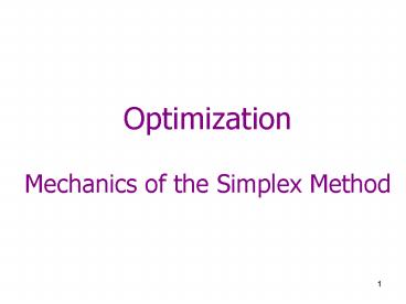 Optimization Mechanics of the Simplex Method