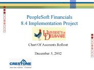 PeopleSoft Financials 8'4 Implementation Project
