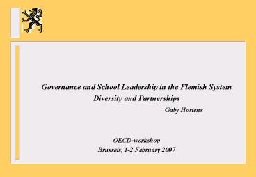 Governance and School Leadership in the Flemish System