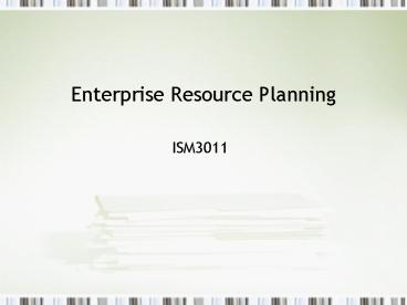 Enterprise Resource Planning