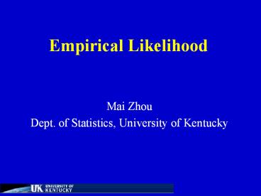 Empirical Likelihood