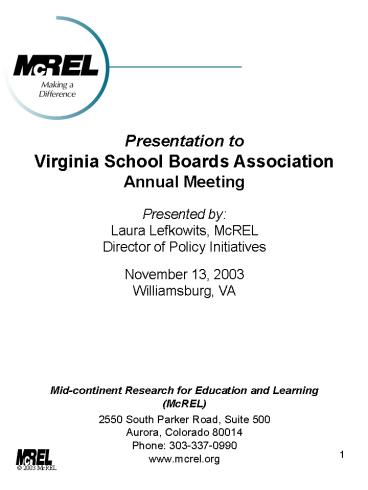 Midcontinent Research for Education and Learning McREL