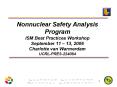 Nonnuclear Safety Analysis Program ISM Best Practices Workshop September 11 13, 2006 Charlotte van W PowerPoint PPT Presentation