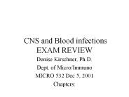 CNS and Blood infections EXAM REVIEW
