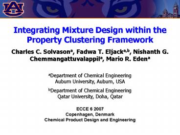 Integrating Mixture Design within the Property Clustering Framework