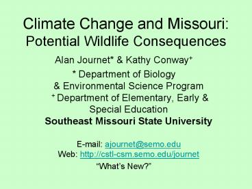 Climate Change and Missouri: Potential Wildlife Consequences