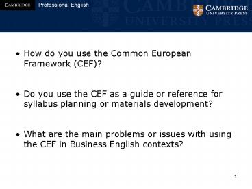 How do you use the Common European Framework CEF presentation | free to ...
