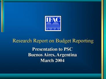 Research Report on Budget Reporting