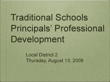 Traditional Schools