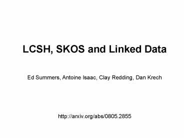 LCSH, SKOS and Linked Data