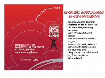 Unprecedented Summit registration fee of only $75