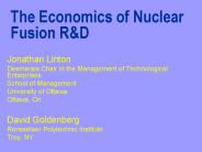 The Economics of Nuclear Fusion R