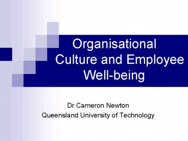 Organisational Culture and Employee Wellbeing