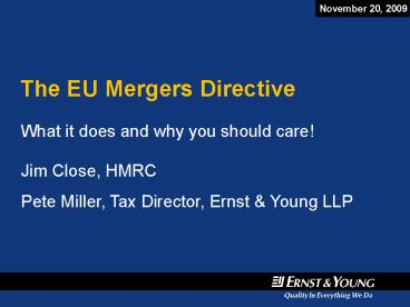The EU Mergers Directive