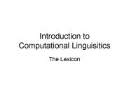 Introduction to Computational Linguisitics