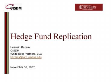 Hedge Fund Replication