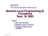 MachineLevel Programming III: Procedures Sept. 16, 2003