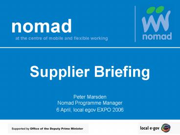 Supplier Briefing