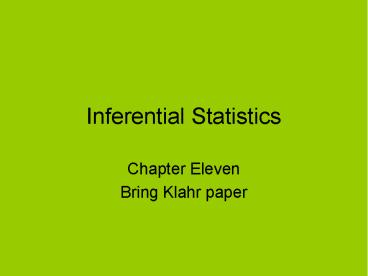 Inferential Statistics