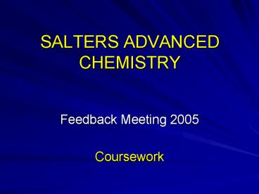 SALTERS ADVANCED CHEMISTRY
