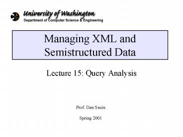 Managing XML and Semistructured Data