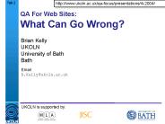 QA For Web Sites: What Can Go Wrong