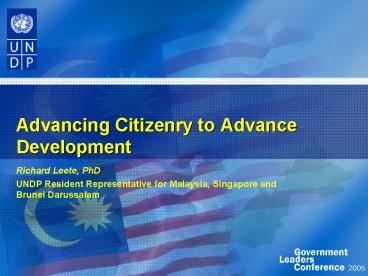 Advancing Citizenry to Advance Development