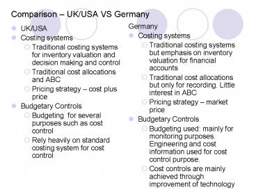 Comparison UKUSA VS Germany