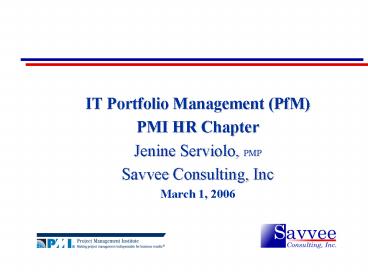IT Portfolio Management PfM