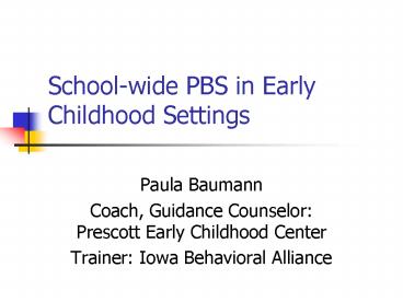 Schoolwide PBS in Early Childhood Settings