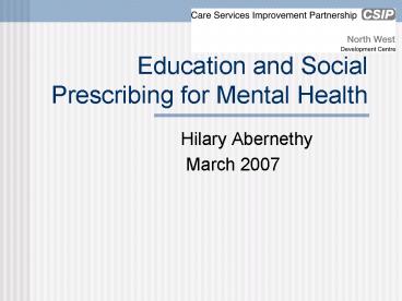 Education and Social Prescribing for Mental Health