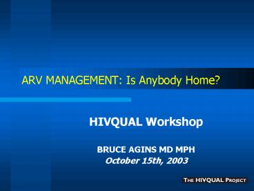 ARV MANAGEMENT: Is Anybody Home