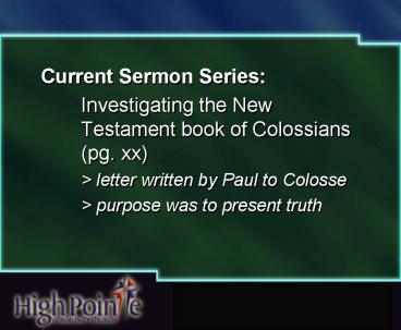 Current Sermon Series: