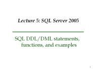 Lecture 5: SQL Server 2005