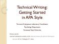 Technical Writing: Getting Started in APA Style PowerPoint PPT Presentation