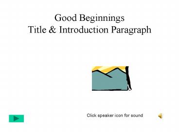 Good Beginnings Title
