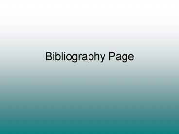Bibliography Page