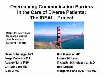 Overcoming Communication Barriers in the Care of Diverse Patients: The IDEALL Project