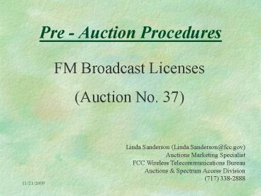 Pre Auction Procedures