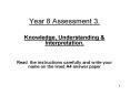 Year 8 Assessment 3. PowerPoint PPT Presentation
